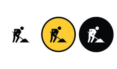 icon Under construction warning sign design for yellow background and black and white background