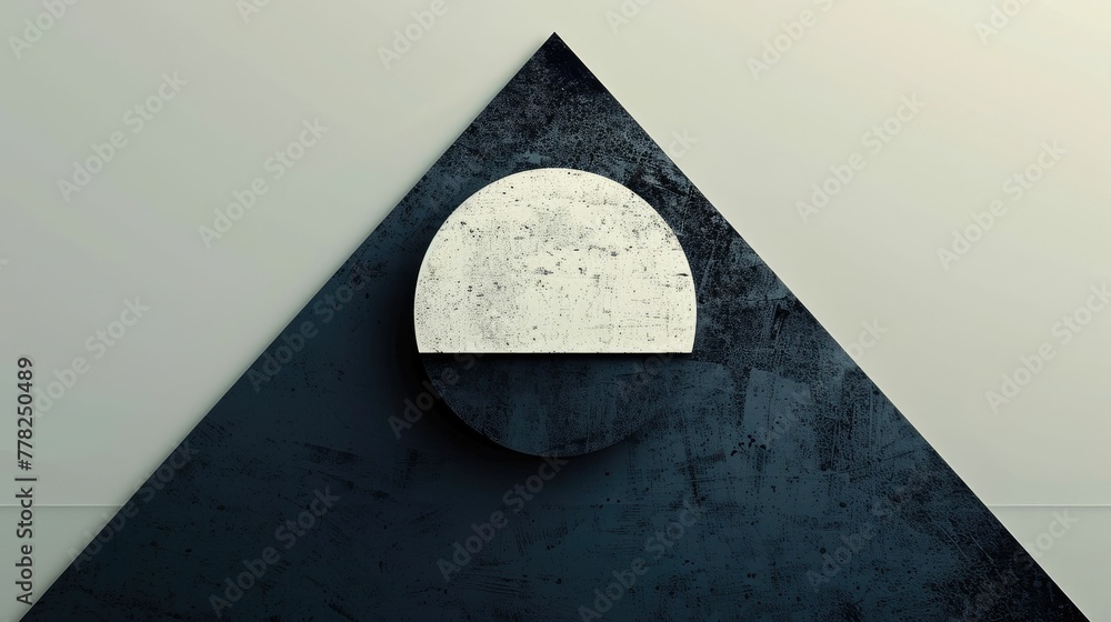 Poster geometric shapes in minimalist poster or web design composition with contrasting colors and balanced
