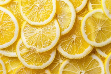 Bright yellow lemon slices arranged in an appealing and decorative pattern - Powered by Adobe