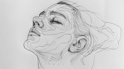 Single Line Drawing of a Pensive Expressive Face Capturing Complex Emotion through Minimalist Technique