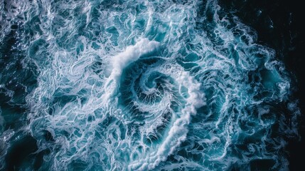 Aerial view of a vortex in the ocean swirling waters - obrazy, fototapety, plakaty