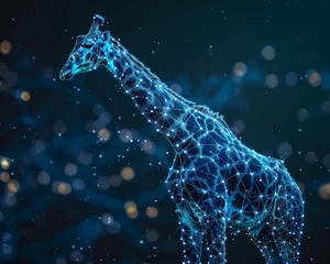 Fotobehang Edge computing forests where giraffes stride revealing zoomed insights into the universes mysteries © AlexCaelus