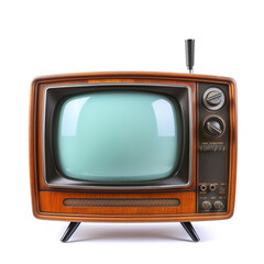 Old tv from 19th, very detailed isolated on white background сreated with Generative Ai