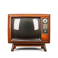 Old tv from 19th, very detailed isolated on white background сreated with Generative Ai