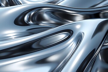 Abstract Silver Background With Wavy Lines