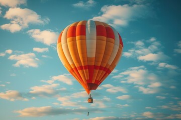 Fototapeta premium Hot Air Balloon Landing Hot air balloon gracefully descending for a landing