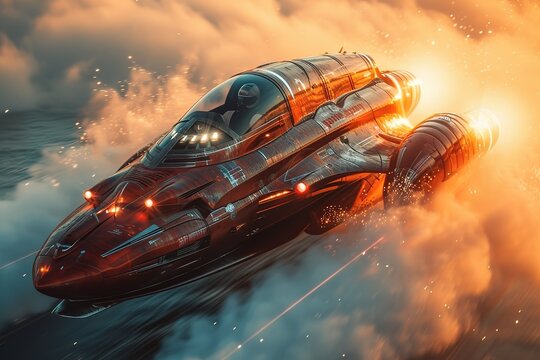 Jetpack Racing Extreme sport athletes racing with jetpacks in the sky