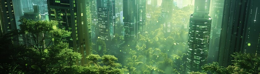 Nanotechnology enabling Artificial Photosynthesis depicted in a futuristic - obrazy, fototapety, plakaty