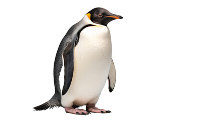 Emperor penguin bird standing, isolated on transparent background