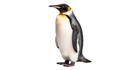Emperor penguin bird standing, isolated on transparent background