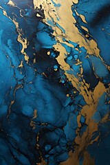 Gold, and blue marble background