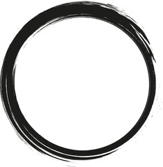 Grunge circle frame. Grunge circle drawn with brush strokes. A circle drawn in ink.