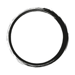 Grunge circle frame. Grunge circle drawn with brush strokes. A circle drawn in ink.