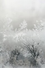 Through a frosted glass window, a light gray gradient shimmers faintly, obscured by a veil of swirling fog