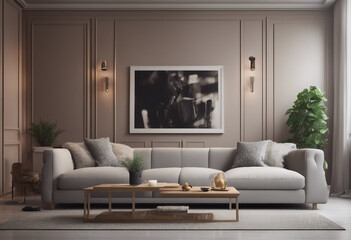 Home mock up modern living room interior background 3d render
