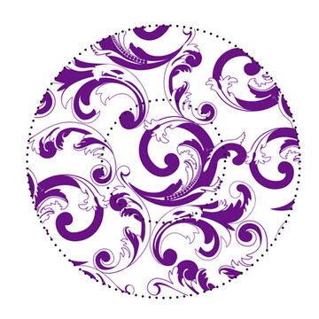 Round plate with purple elegant pattern