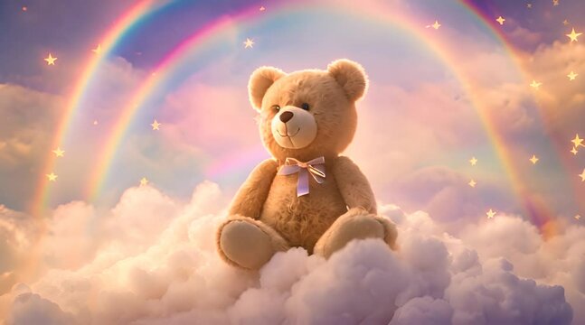 Lost and Found, A Teddy Bear's Journey Ends on a Cloud Above the Rainbow