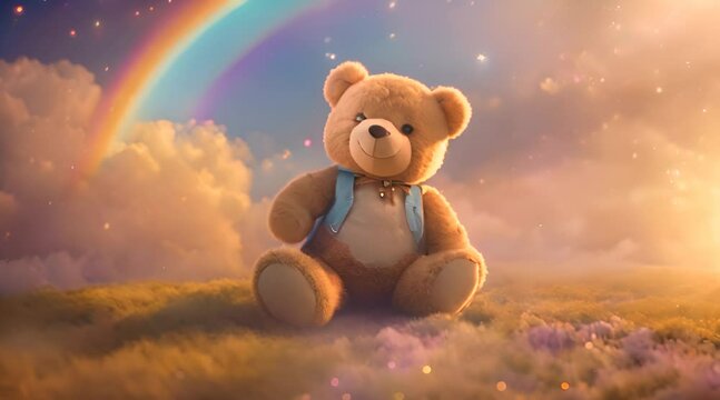 Soaring Through Dreams, A Teddy Bear Embarks on a Magical Nighttime Flight