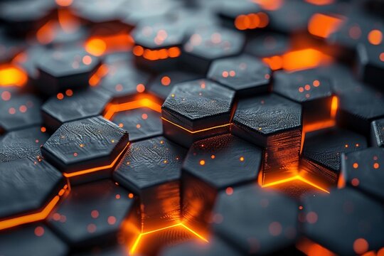 A dynamic composition of gray and orange hexagons evokes the interconnected nature of modern software engineering