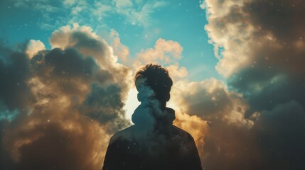 person in the clouds