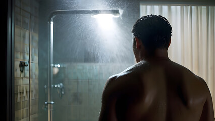 a man in a shower