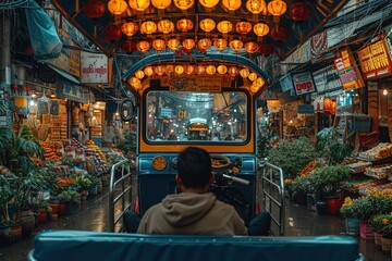 Tuk-Tuk Ride Traditional tuk-tuk transporting passengers through a vibrant market