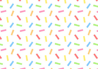 Colorful vector confetti pattern. Bakery themed donut, doughnut or cupcake sugar sprinkle background.