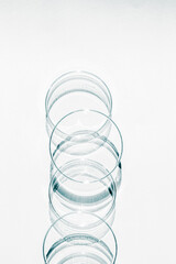 Petri dish. A set of Petri cups. On a white background. Laboratory half.