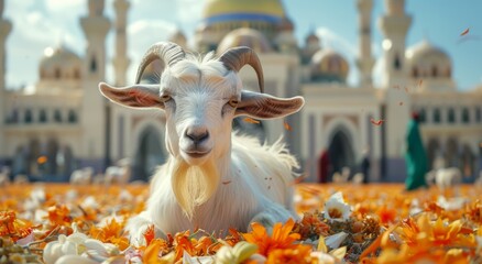 Goat Qurban Eid al adha mubarak festival islamic background Generated with Ai Tools