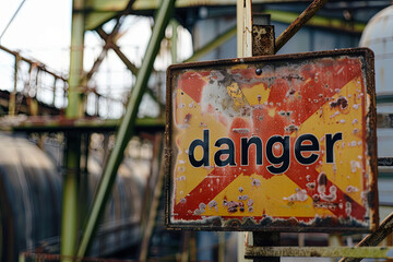 Danger toxic alert with sign, with writing "danger"