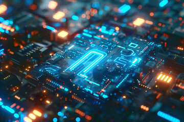 Obraz premium Artificial intelligence and machine learning technology with finger touching AI processor on electronic circuit.