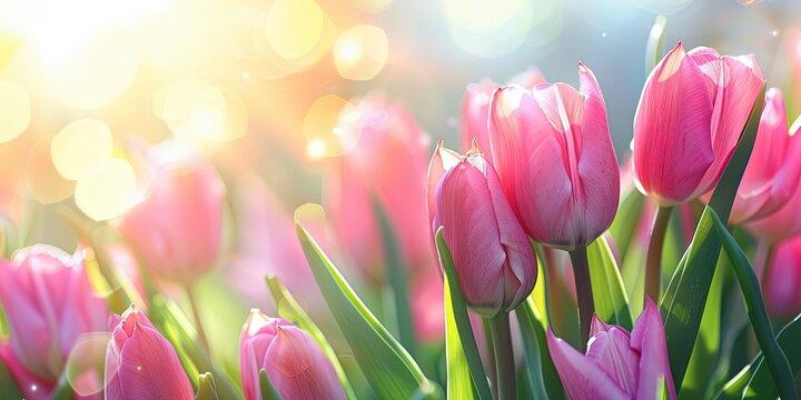 Delicate pink tulips celebrate the spring of women