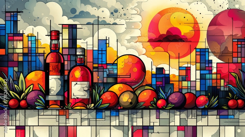 Wall mural Urban Sunset Abstract