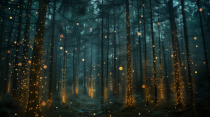 Fototapeta na wymiar Blurred fantasy forest illustration