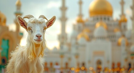 Goat Qurban Eid al adha mubarak festival islamic background Generated with Ai Tools