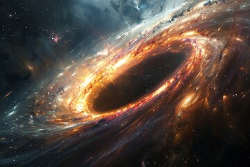 A Black Hole Sucking in a Near By Galaxy - obrazy, fototapety, plakaty