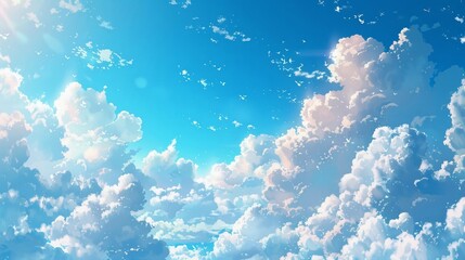 An artistic depiction of a vibrant rainbow stretching over the clear blue sky in an anime-inspired style.