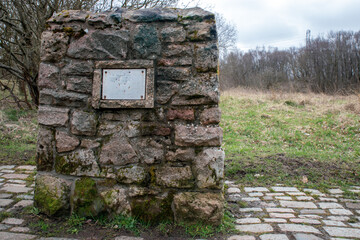 Monument to unknown soldier on Greenhead Moss Community Nature. Greenhead Moss is a nature reserve and public park in the town of Wishaw in North Lanarkshire, Scotland. UK. 