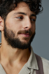 Obraz premium Beard man adult face portrait caucasian person