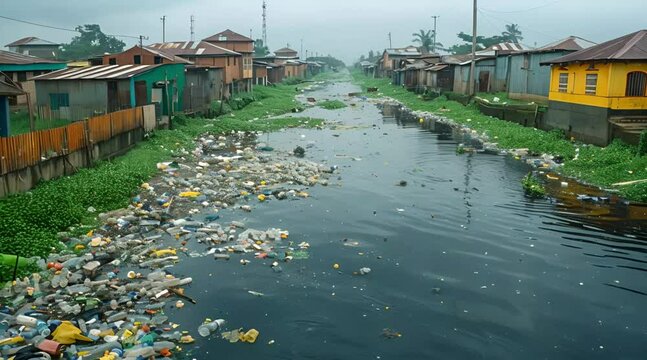 environmental pollution and plastic waste in rivers