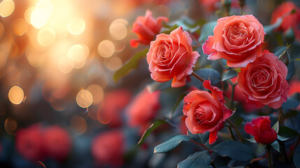 Background: Beautiful Floral Natural Background with Red Roses