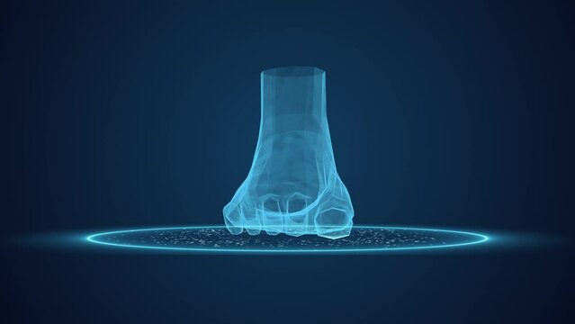 scan Foot in blue hologram hud scanning effect 3d animation