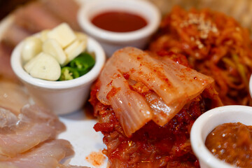 View of the napa cabbage kimchi