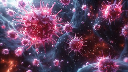 Fototapeta premium Close-up visualization of white blood cells, showcasing the dynamic interaction within the bloodstream, a cornerstone of the immune response