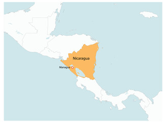 Outline of the map of Nicaragua with regions