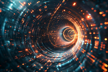 High-speed big data flow tunnel on black hole. digital technology