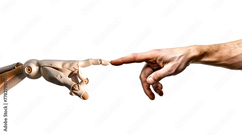 Aufkleber harmony of human and machine in a touch. artistic representation of ai and humanity interaction. mod