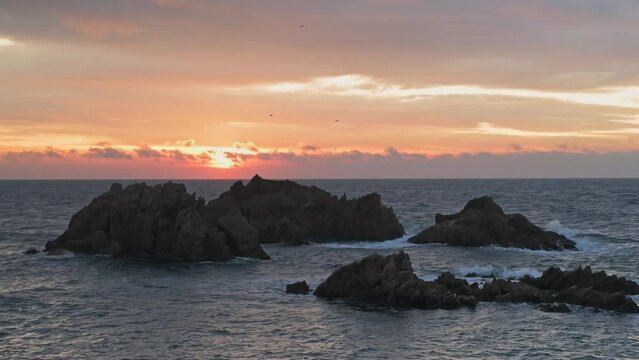 Sunrise over the sea (Costa Brava, Mediterranean Sea, Spain)