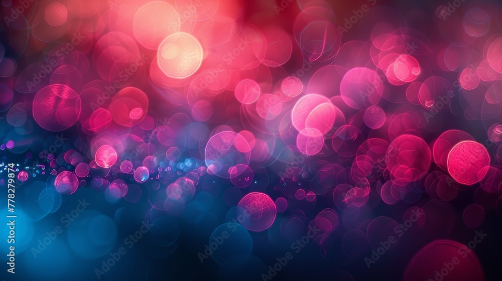Poster a colorful background with many small circles. the background is blue and pink. the circles are of d