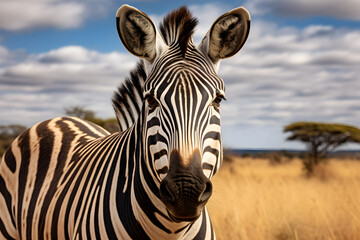 Fototapeta na wymiar Close up photo of a zebra in nature, zebra in nature wildlife zebra